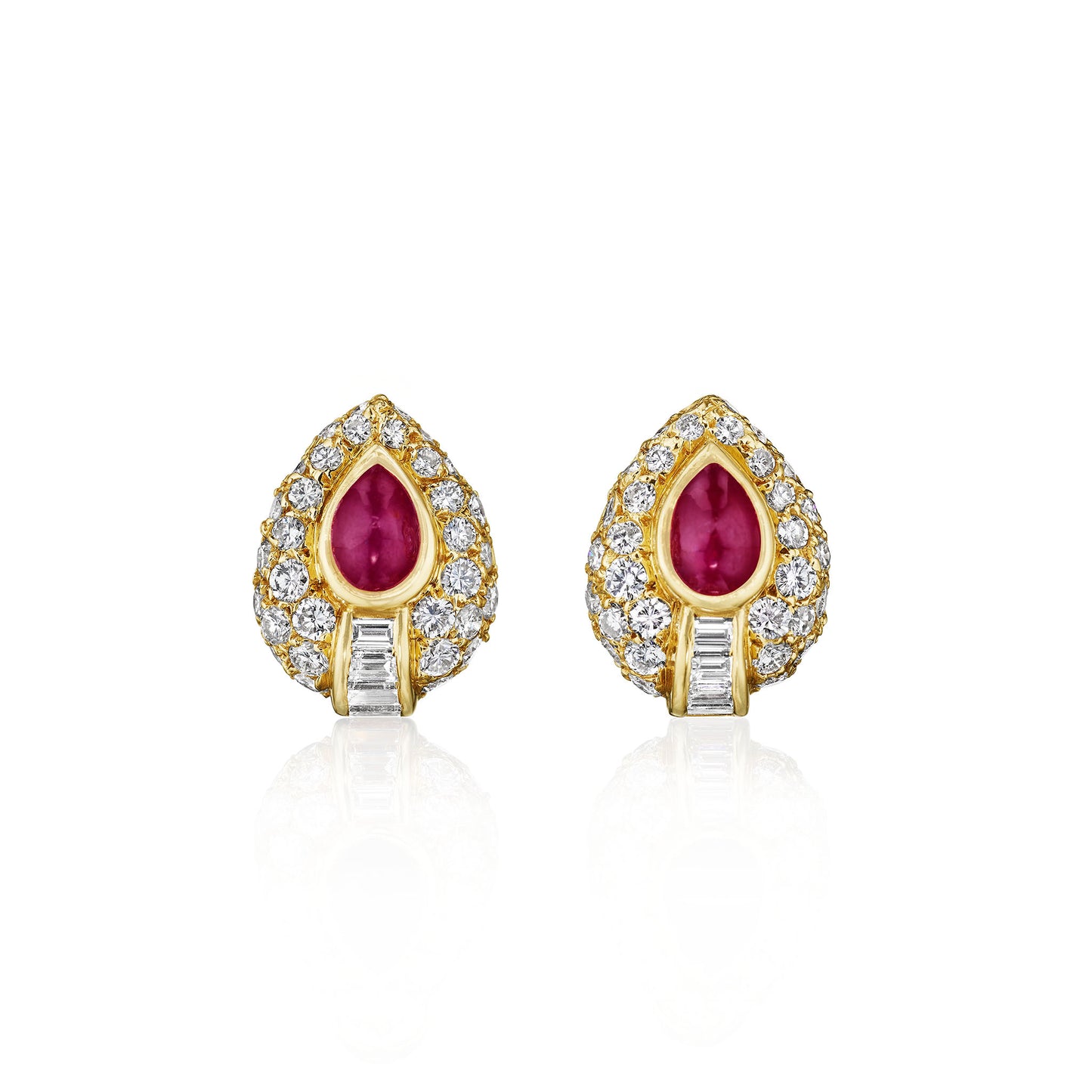 Macklowe Gallery Cartier Paris Ruby and Diamond Clip Earrings