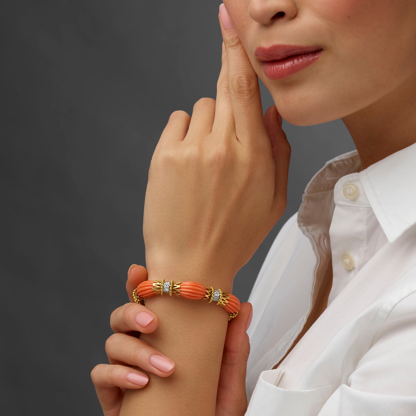 Macklowe Gallery Van Cleef & Arpels Paris Mid-Century Coral Bracelet