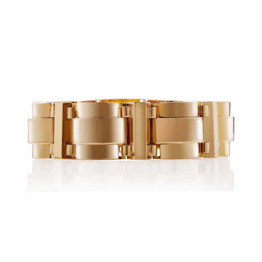 Macklowe Gallery French Retro Tank Track 18K Gold Bracelet