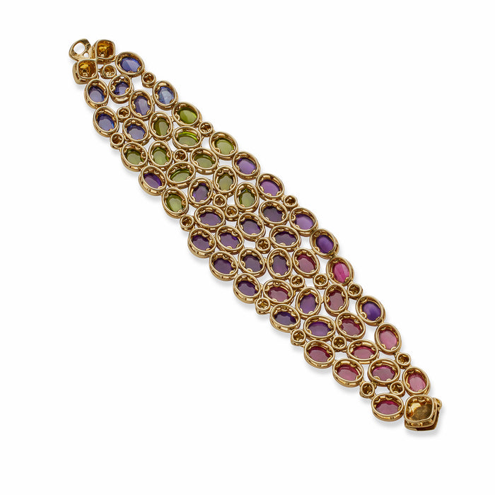 Macklowe Gallery René Boivin Sapphire, Pink Tourmaline, Peridot and Amethyst Bracelet