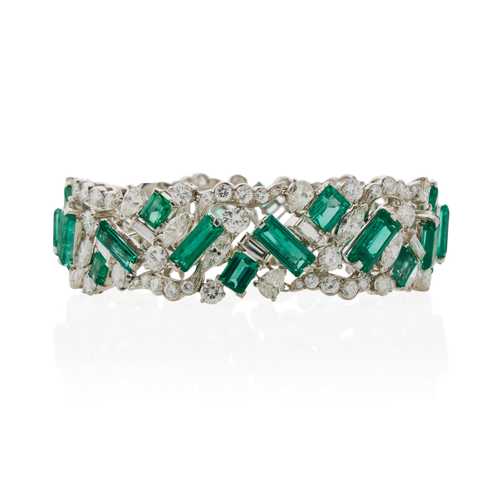 Macklowe Gallery Oscar Heyman Emerald and Diamond Bracelet