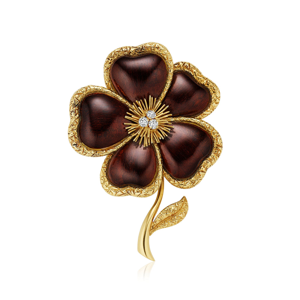 Macklowe Gallery 1970s Van Cleef & Arpels Paris "Nerval" Clematis Clip Brooch