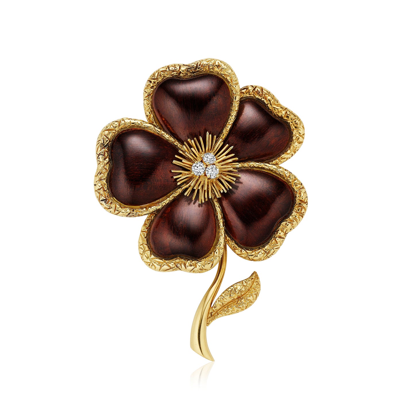 Macklowe Gallery 1970s Van Cleef & Arpels Paris "Nerval" Clematis Clip Brooch