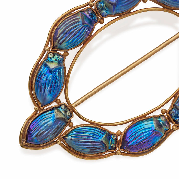 Macklowe Gallery Louis Tiffany at Tiffany & Co. Favrile Glass Scarab Brooch