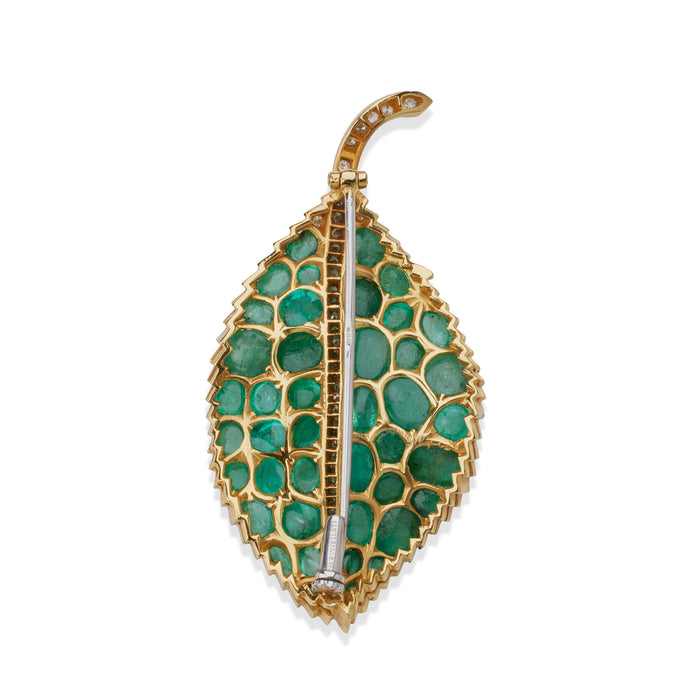 Macklowe Gallery Mario Buccellati Emerald Leaf Brooch