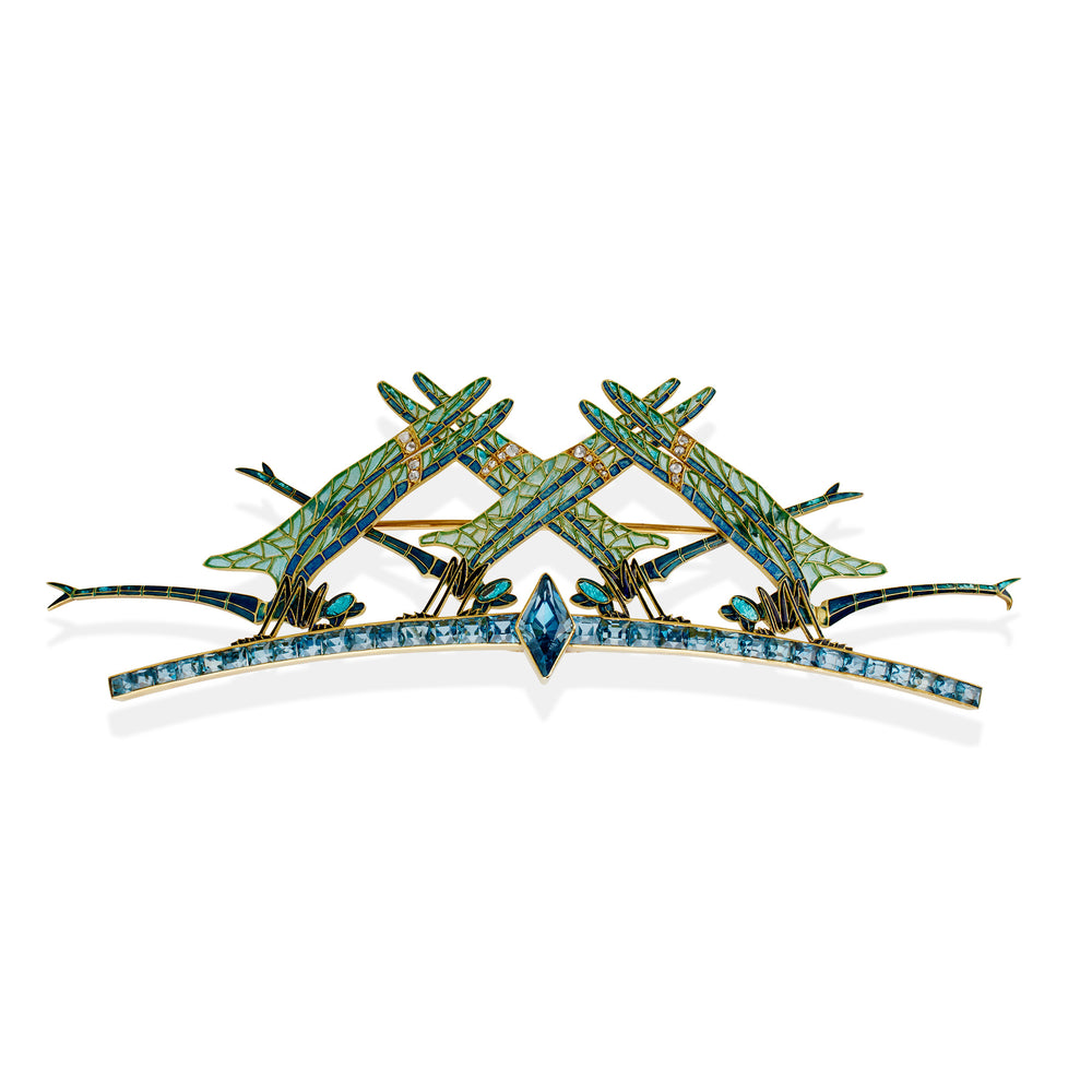 Macklowe Gallery René Lalique Four Damselflies Brooch Diadem