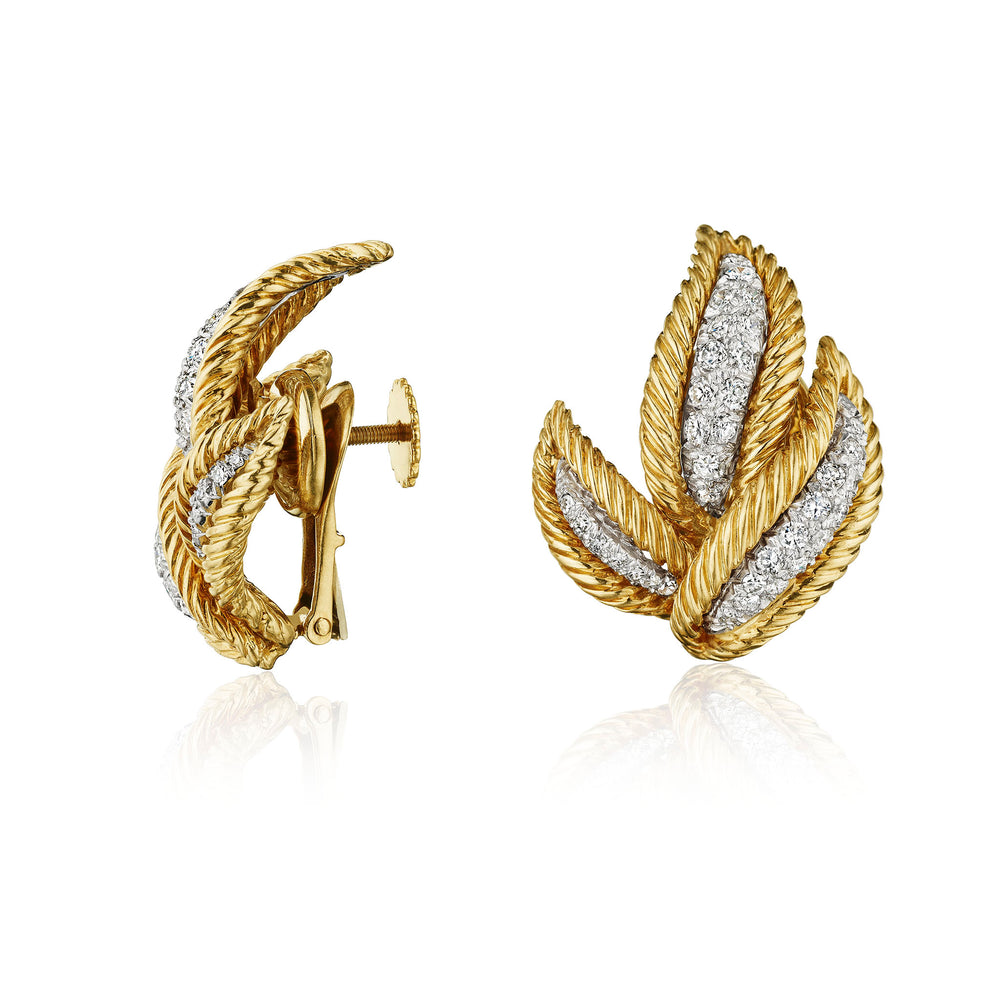 
                      
                        Macklowe Gallery David Webb Diamond Leaf Earrings
                      
                    