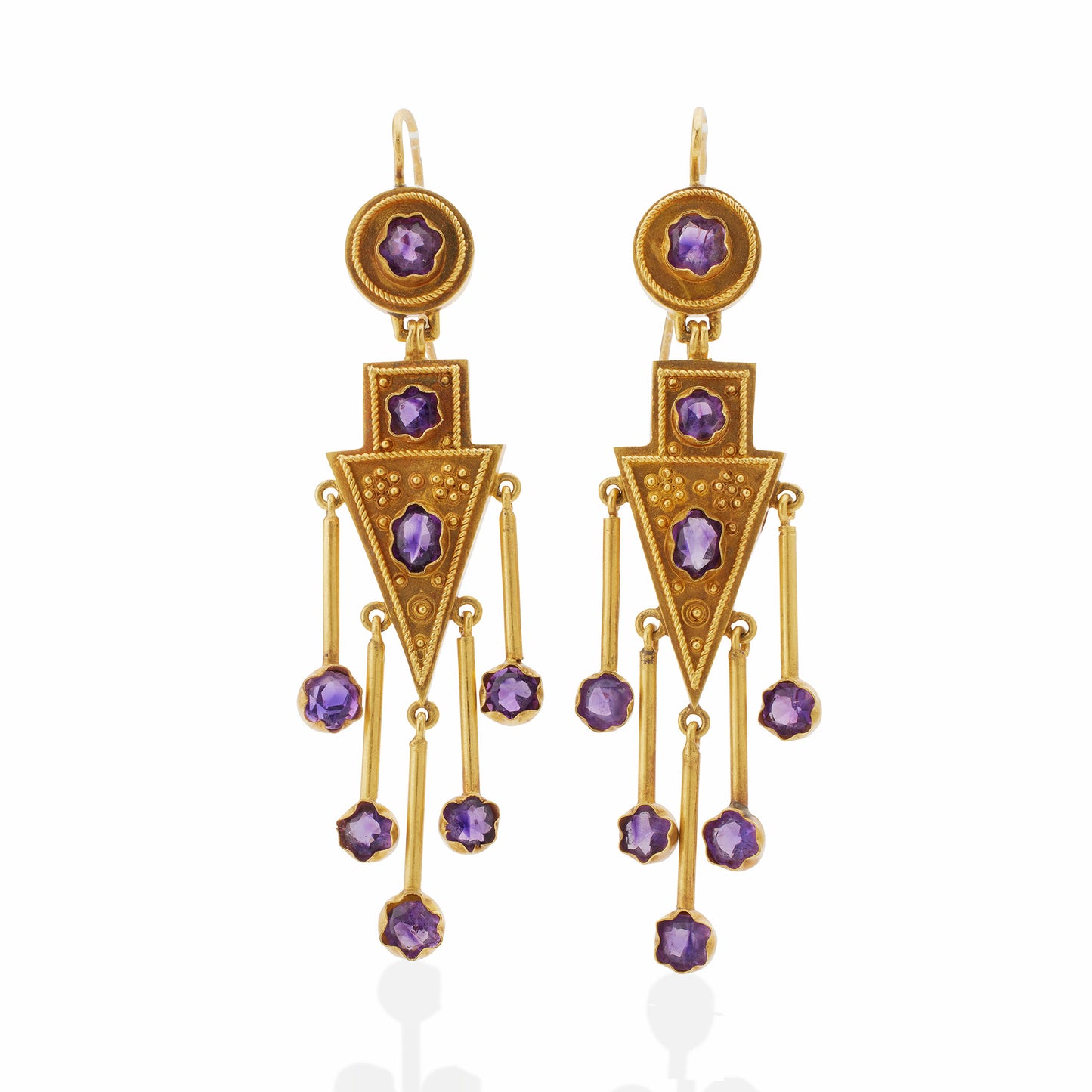 Macklowe Gallery Antique 1860s Amethyst Fringe Earrings