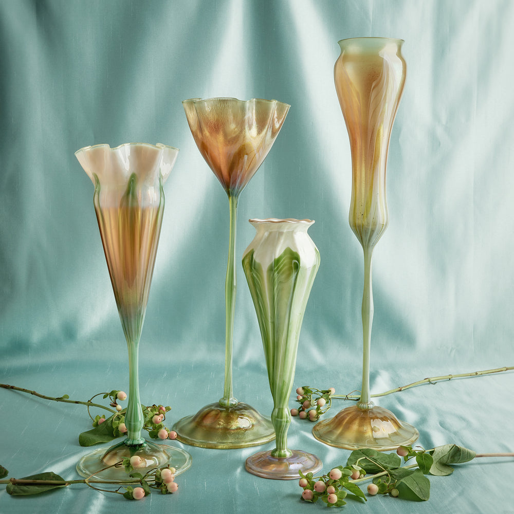 
                      
                        Macklowe Gallery A Favrile flowerform vase by Tiffany Studios New York.
                      
                    