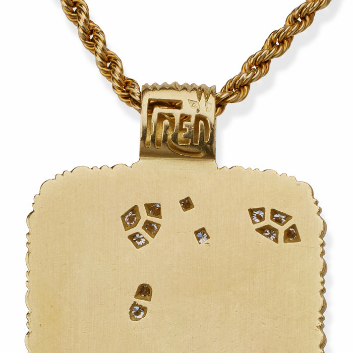 Macklowe Gallery Fred Paris 18K Gold and Diamond Gemini Pendant Necklace