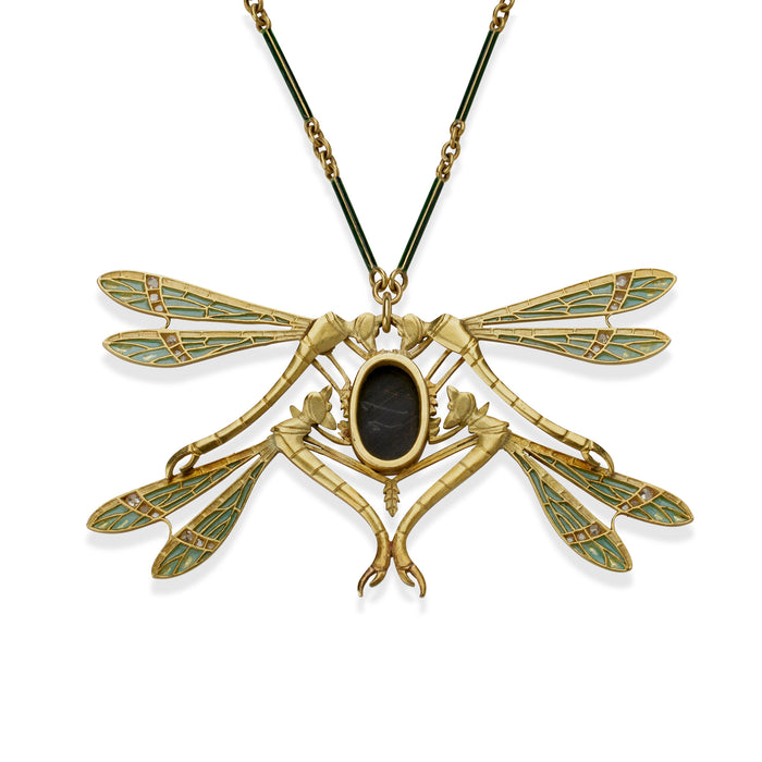 Macklowe Gallery René Lalique Four Dragonfly Pendant Necklace