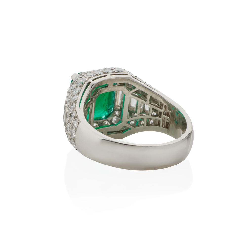 
                      
                        Macklowe Gallery Bulgari Emerald and Diamond "Trombino" Ring 
                      
                    