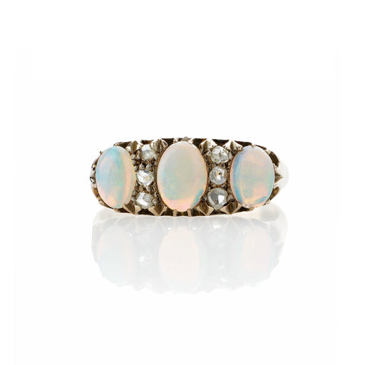 Macklowe Gallery English Opal and Rose-cut Diamond Three Stone Ring