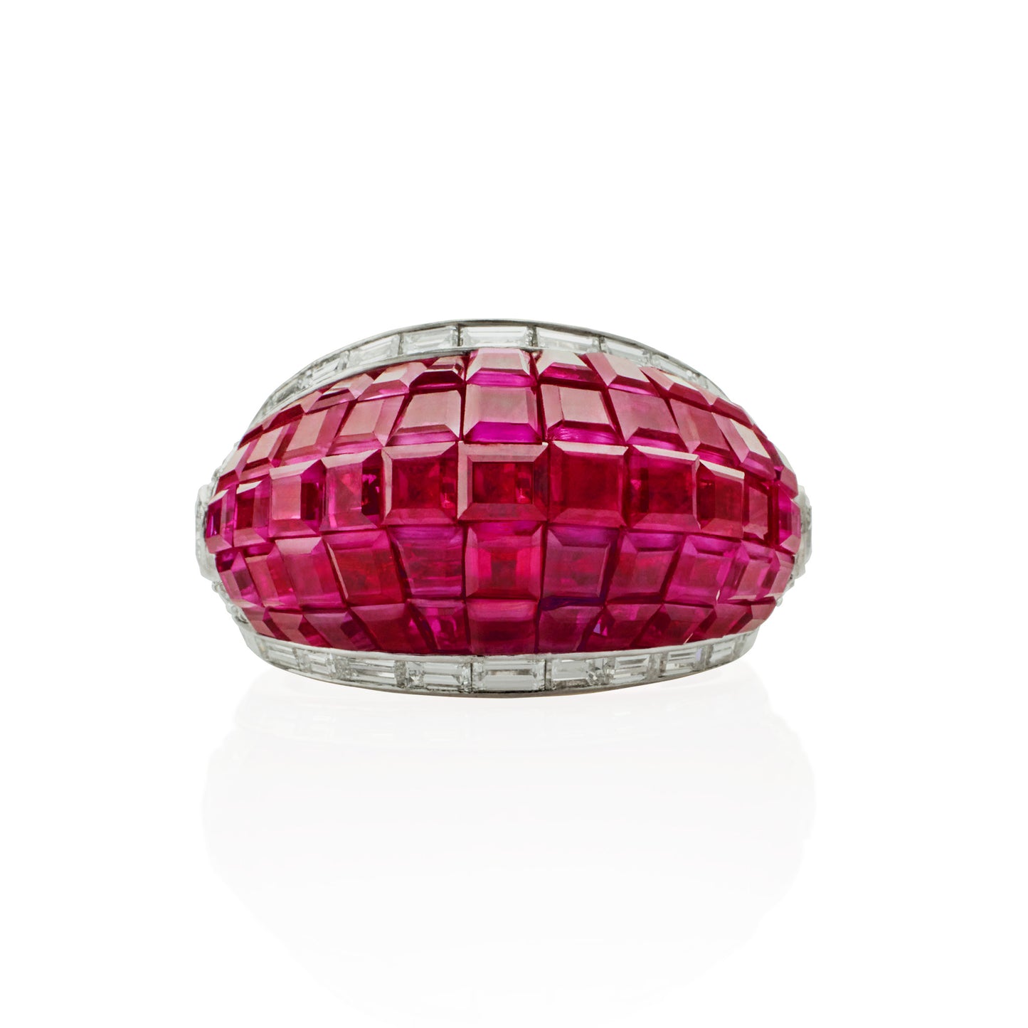 Macklowe Gallery French Invisibly-set Ruby and Diamond Bombé Ring