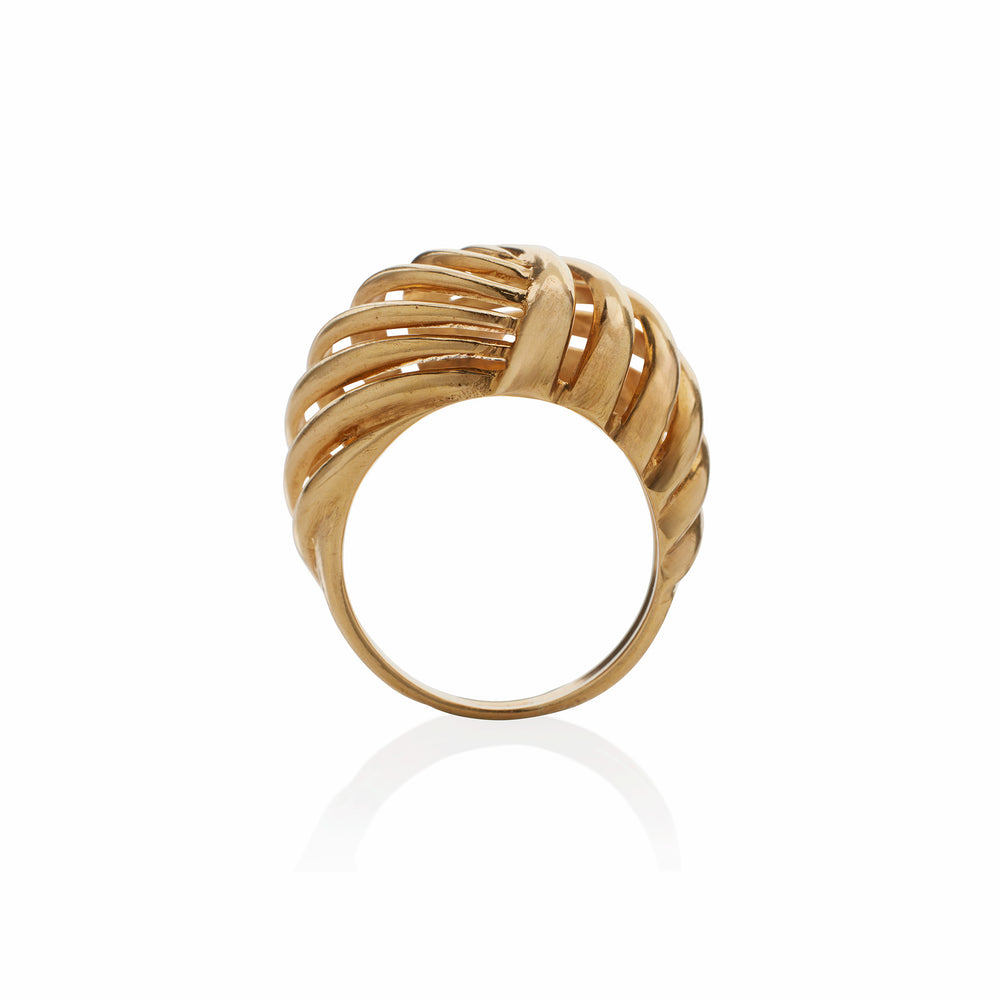 Macklowe Gallery French Retro 18K Gold Bombé Ring