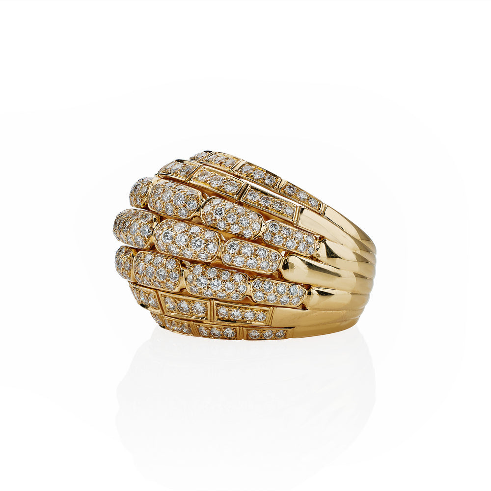 
                      
                        Macklowe Gallery Cartier Paris 18K Gold and Diamond "Maillon Panthère" Bombé Ring
                      
                    