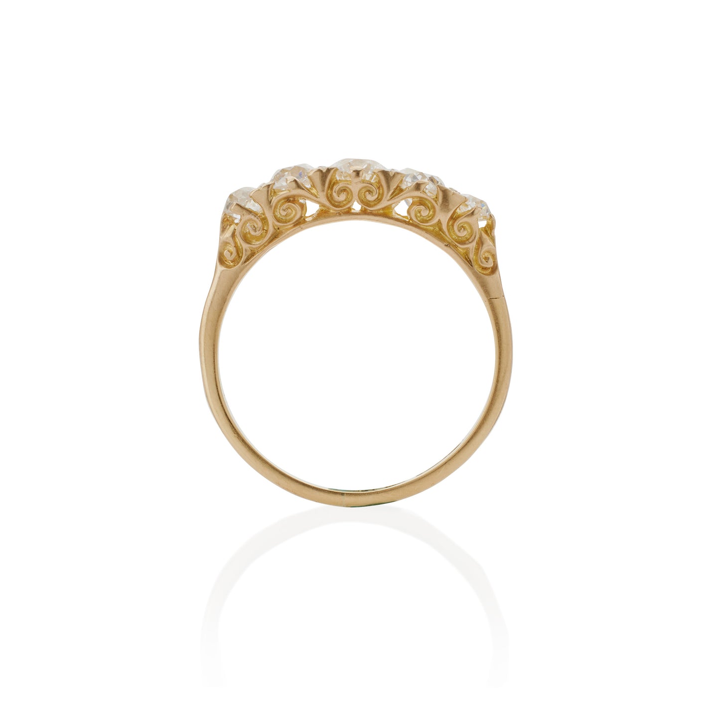 Macklowe Gallery Antique English 18K Gold and Five Stone Diamond Ring