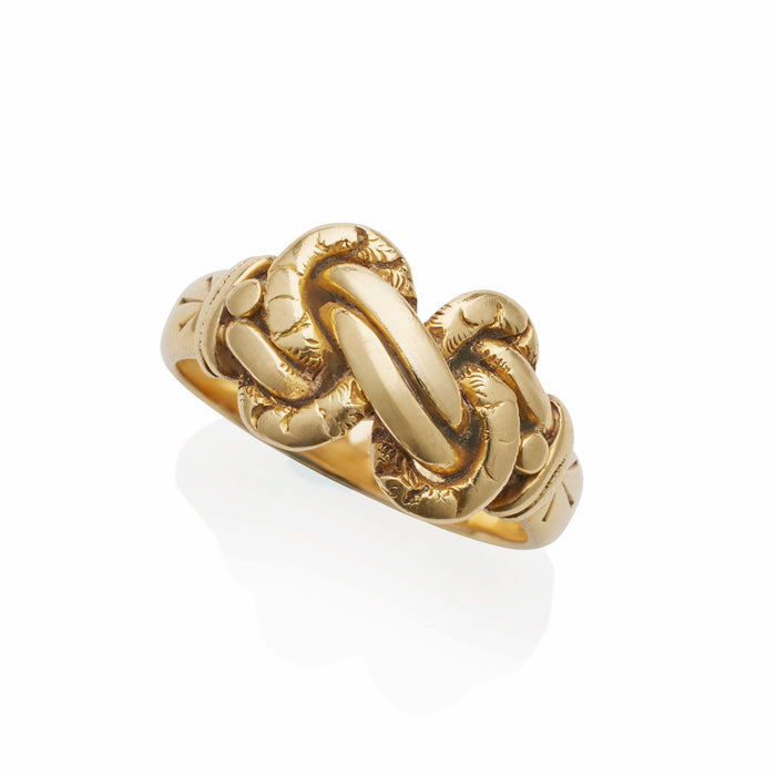 Macklowe Gallery Antique English 18K Gold Braided "Keeper" Ring