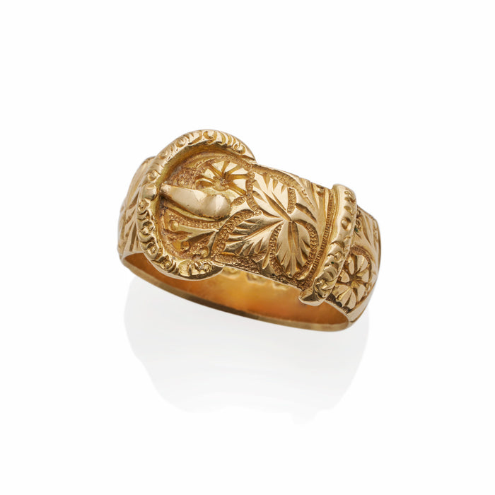 Macklowe Gallery Antique English 18K Gold Buckle Ring