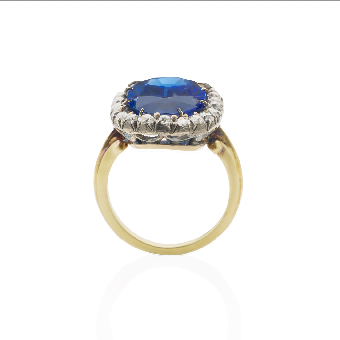 Macklowe Gallery Antique AGL Burma No Heat Sapphire and Diamond Ring