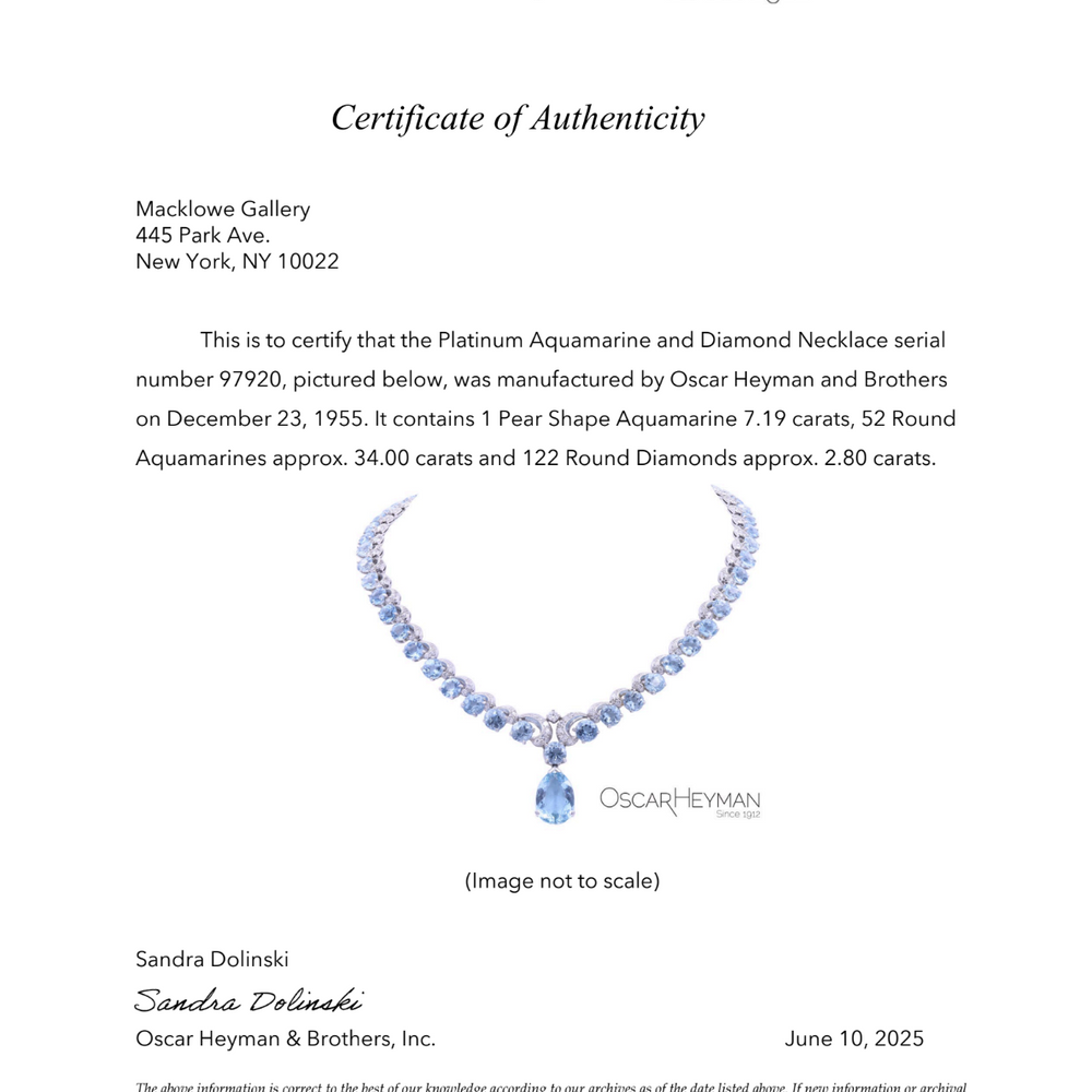 
                      
                        Macklowe Gallery Oscar Heyman Mid-Century Aquamarine Suite
                      
                    