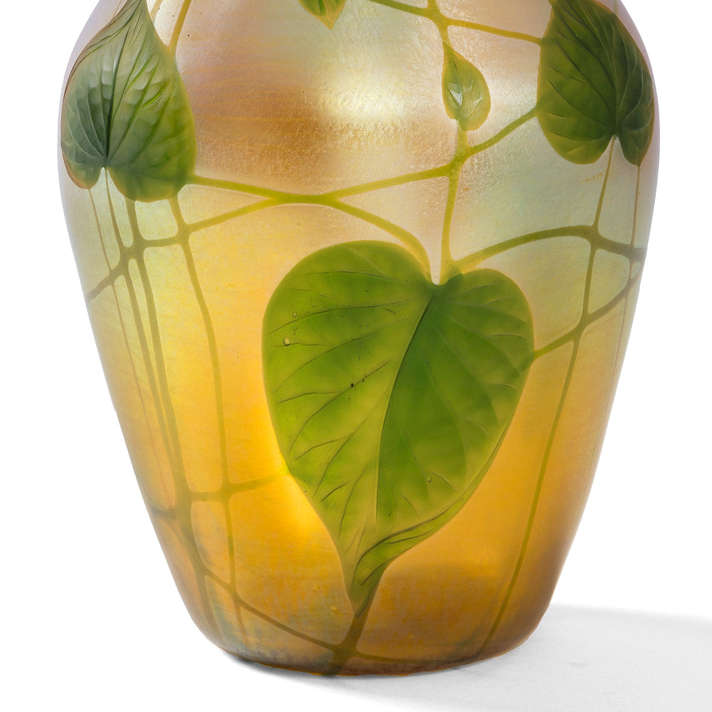 
                      
                        Macklowe Gallery Tiffany Studios New York "Leaf & Vine" Wheel-Carved Favrile Glass Vase
                      
                    