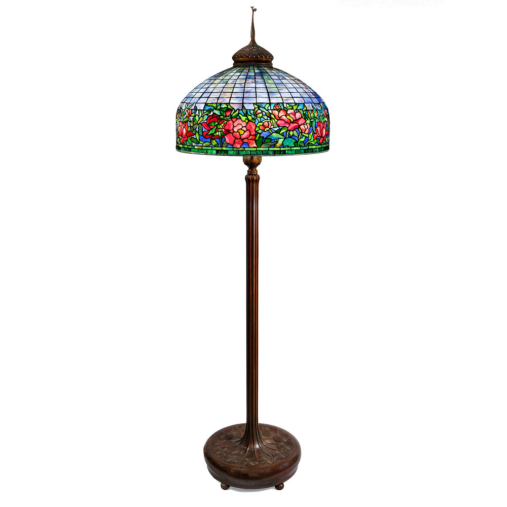 Macklowe Gallery Tiffany Studios New York "Peony" Border Floor Lamp 