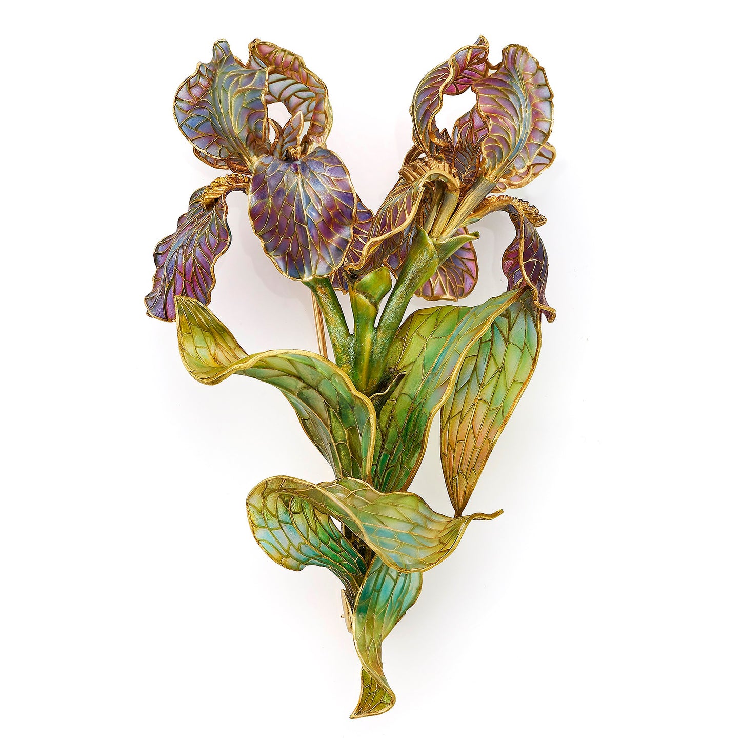 Macklowe Gallery Marcus & Co. Art Nouveau Enamel Iris Brooch