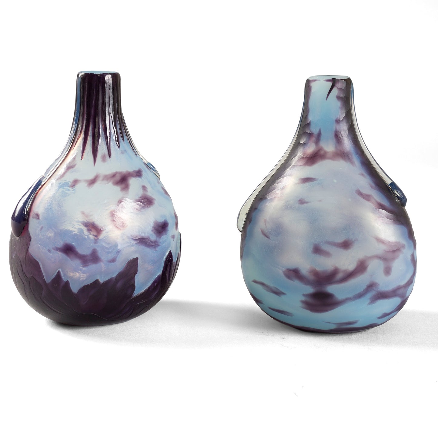 Macklowe Gallery Louis Damon pair of "Vase of Triton" & "Vase of Saint George Slaying the Dragon," Cameo Glass Vases