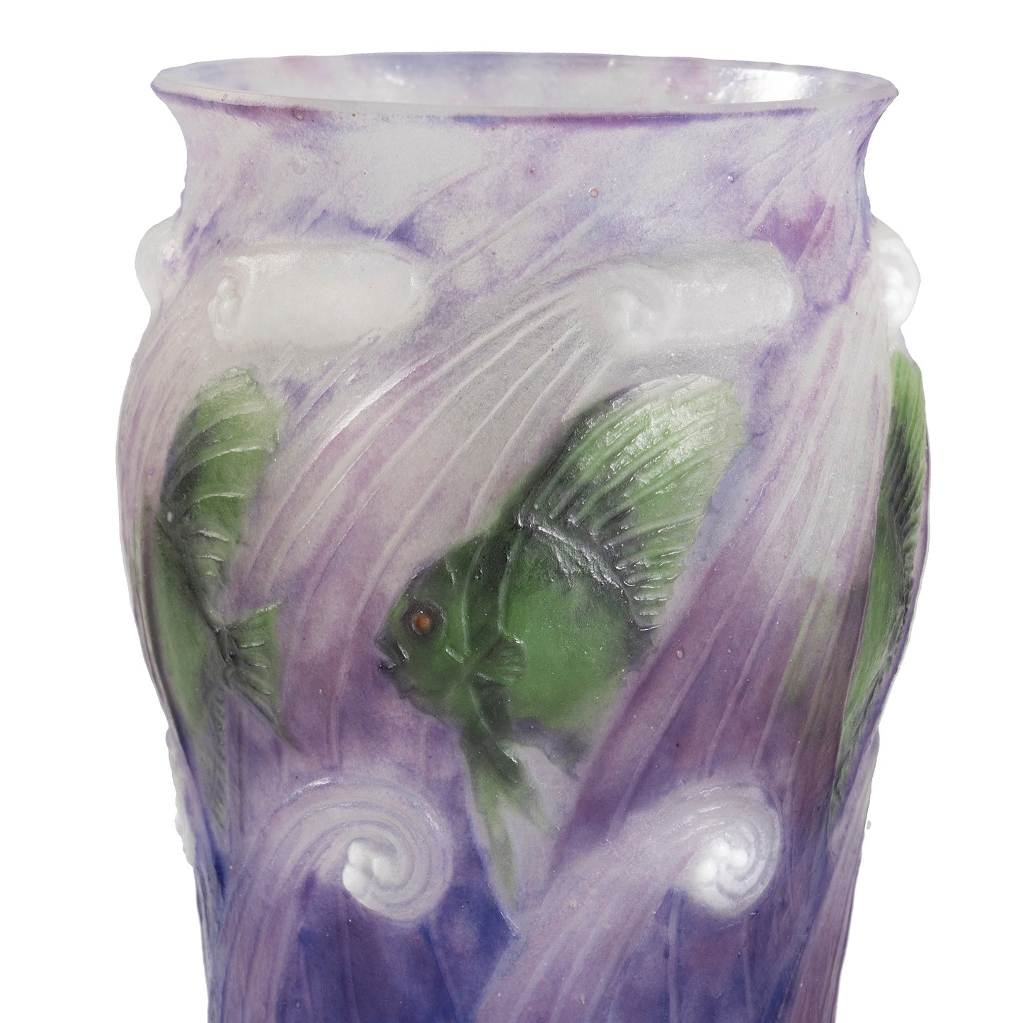 Macklowe Gallery Gabriel Argy-Rousseau "Poissons Dans Les Vagues" Pâte de Verre Glass Vase