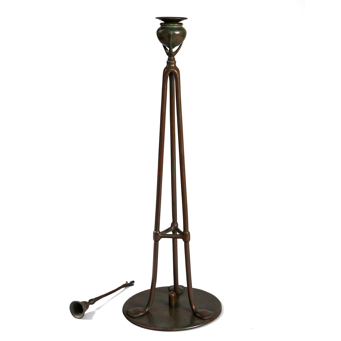 Macklowe Gallery Tiffany Studios New York "Tripod" Candlestick with Snuffer