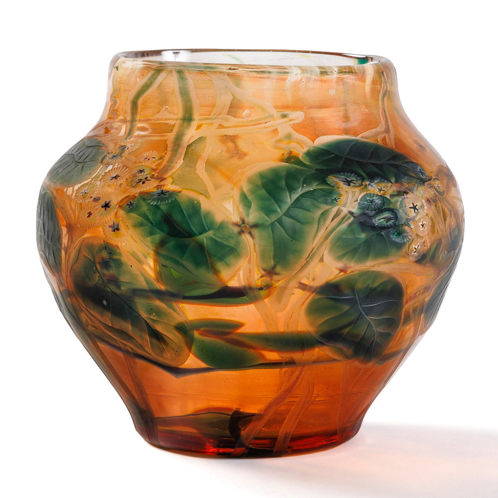 
                      
                        Macklowe Gallery Tiffany Studios New York "Leaf & Vine" Wheel-Carved Favrile Glass Vase
                      
                    