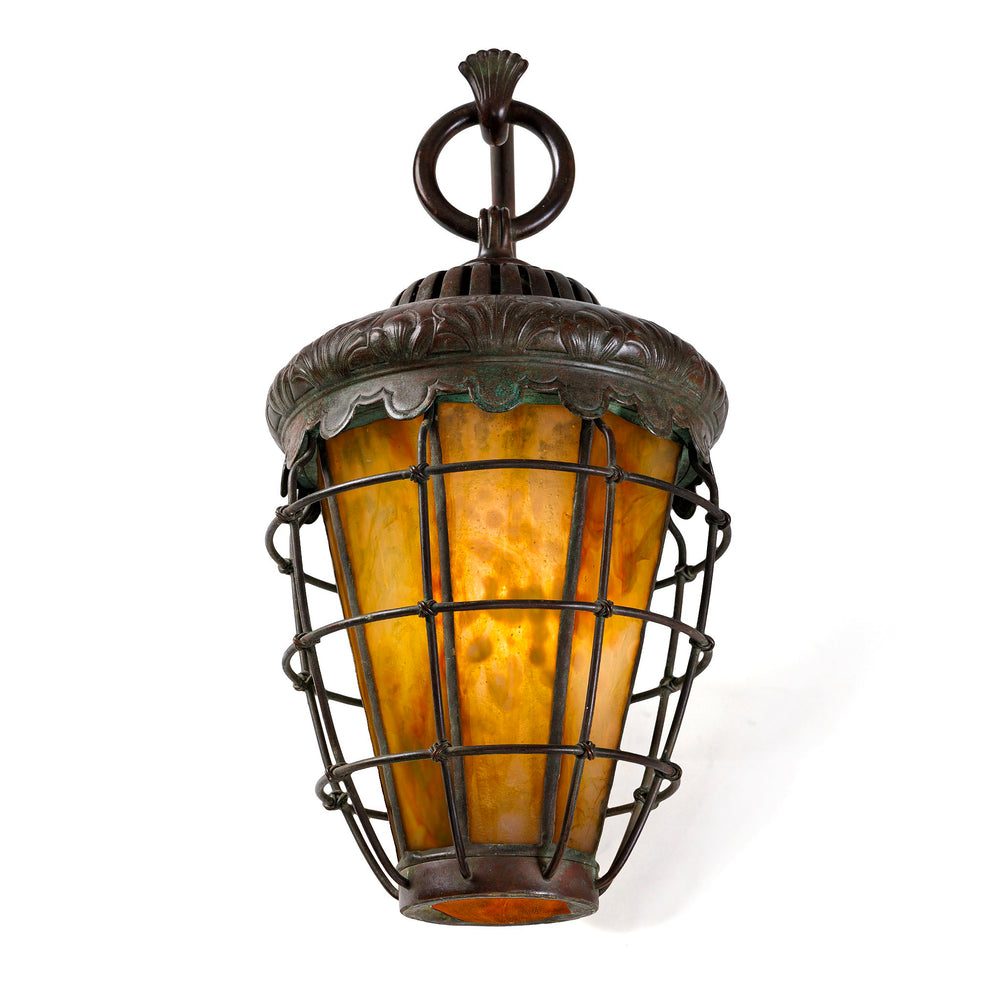 Macklowe Gallery Tiffany Studios New York Pair of "Caged Lantern" Sconces