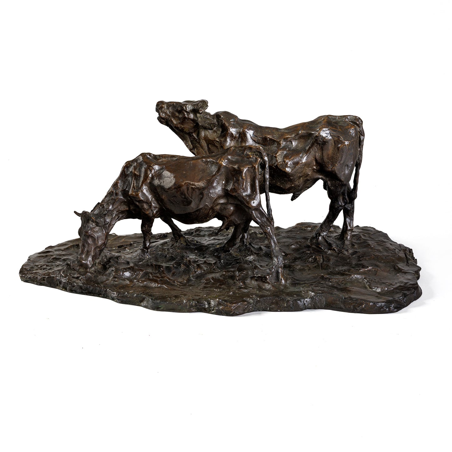 Macklowe Gallery Rembrandt Bugatti "Vache Broutant et Taureau Meuglant" Bronze Sculpture
