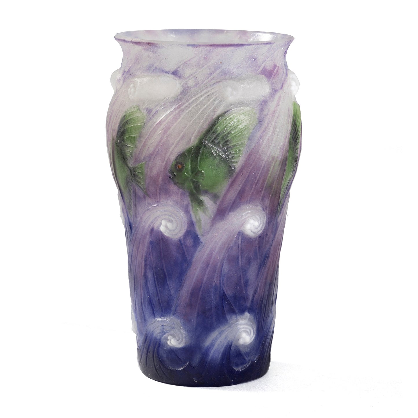 Macklowe Gallery Gabriel Argy-Rousseau "Poissons Dans Les Vagues" Pâte de Verre Glass Vase