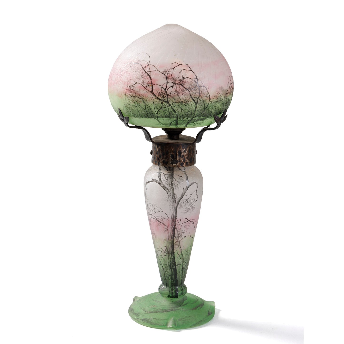 Macklowe Gallery Daum Nancy “Rain Scene” Cameo Glass Table Lamp