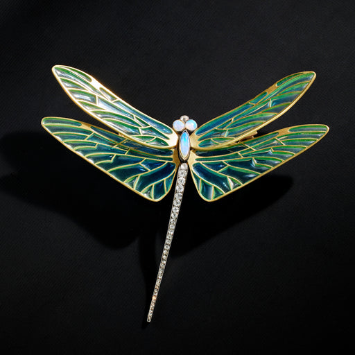 Macklowe Gallery René Lalique Plique-à-jour Enamel Dragonfly Brooch