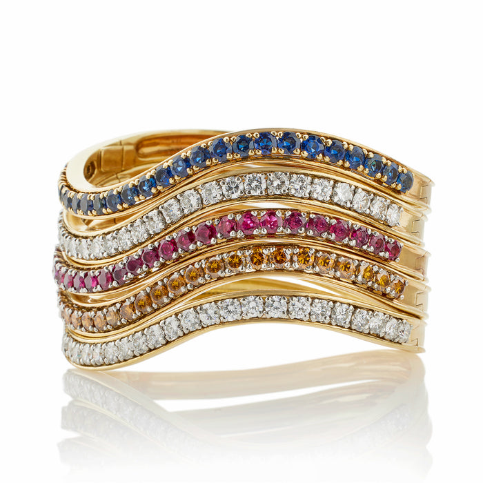 Macklowe Gallery Five Diamond and Gem-set Oscar Heyman Bangle Bracelets