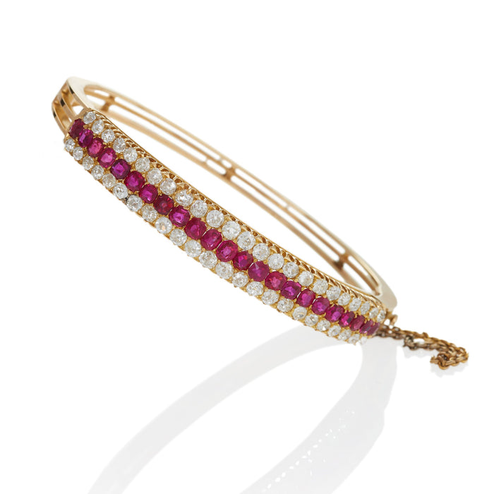 Macklowe Gallery Ruby and Diamond Bangle Bracelet