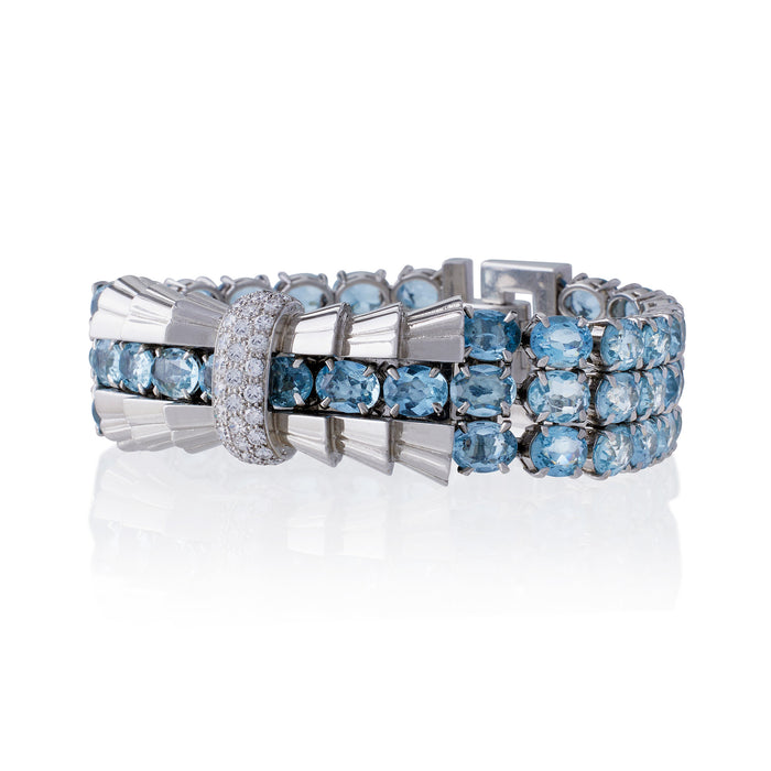 Macklowe Gallery Tiffany & Co French Aquamarine and Diamond Bracelet