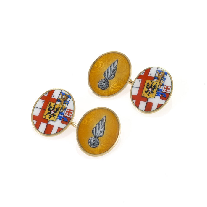 Macklowe Gallery Granero Torino Heraldic Enamel Cuff Links