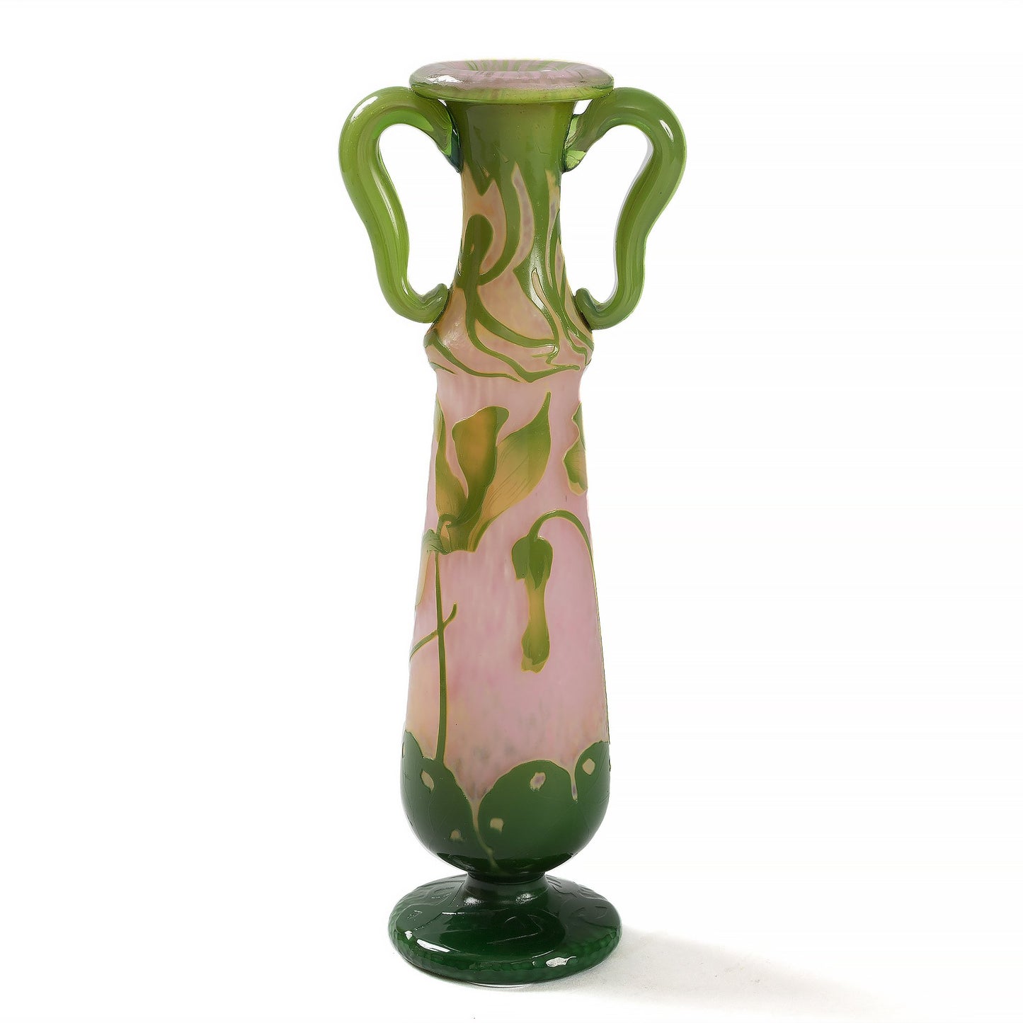 Macklowe Gallery Daum Nancy Cyclamen Glass Vase with Handles