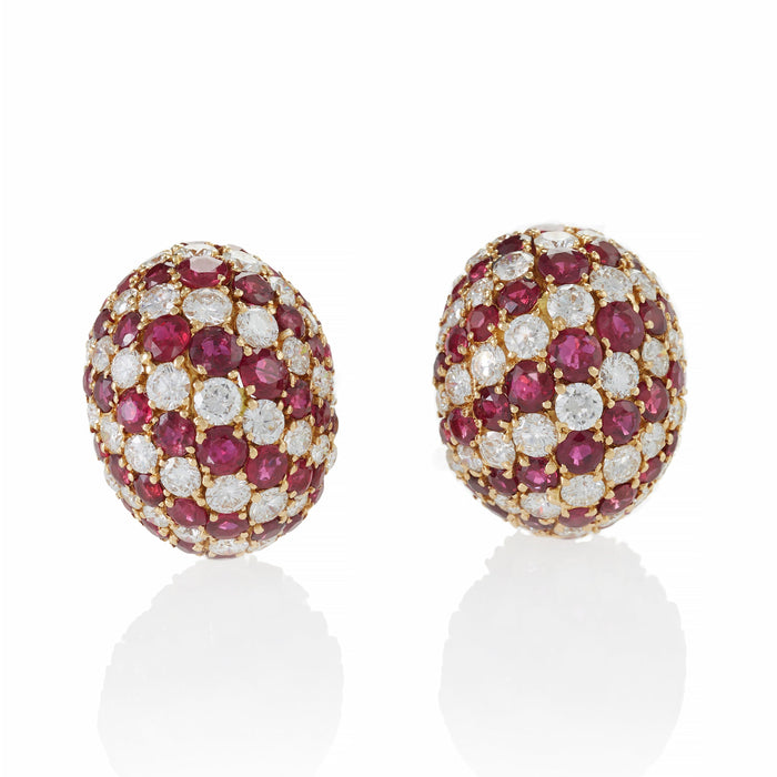 Macklowe Gallery Yanes Madrid Bombé Ruby and Diamond Clip Earrings