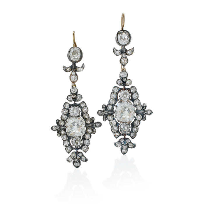 Macklowe Gallery Old Mine-cut Diamond Pendant Earrings