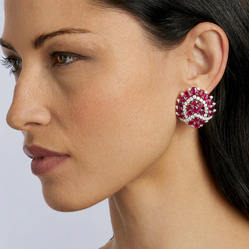 Macklowe Gallery Bulgari Roma 1960s Ruby and Diamond Clip Earrings