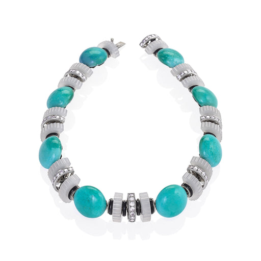 Macklowe Gallery Mauboussin Turquoise, Chalcedony and Diamond Necklace