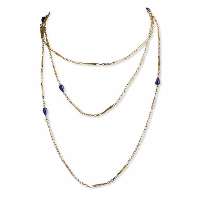 Macklowe Gallery French 18K Gold and Lapis Lazuli Longchain Necklace