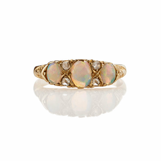 Macklowe Gallery English Precious Opal and Rose-cut Diamond Ring