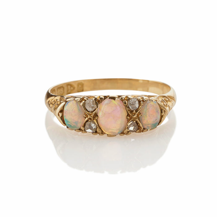 Macklowe Gallery English Precious Opal and Rose-cut Diamond Ring