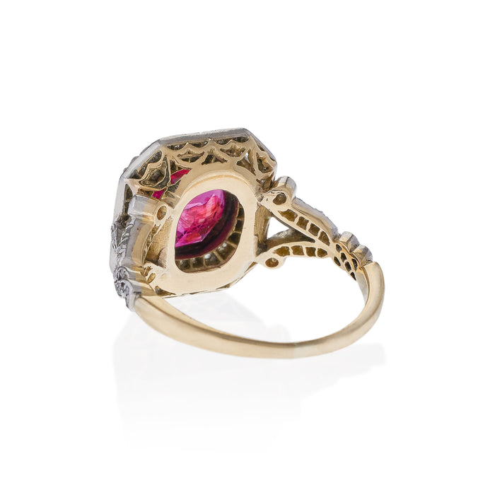 Macklowe Gallery Burma SSEF No-Heat Ruby and Old Mine-cut Diamond Ring